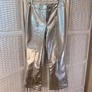 7 FOR ALL MANKIND METALLIC SILVER FAUX LEATHER PANTS M